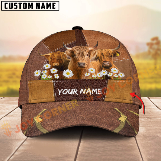 Joycorners Highland Cow Farm Customized Name 3D Cap