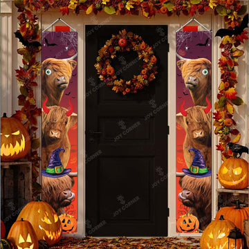 Joycorners Highland Cattle Halloween Porch Banner