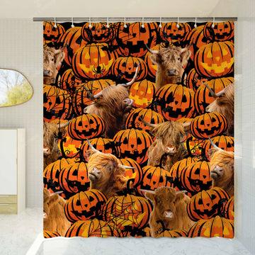 Joycorners Halloween Highland In Bath Shower Curtain