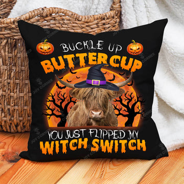 Joycorners Happy Halloween Highland Buckle Up Butter Cup Pillow Case