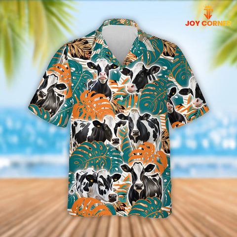 Joy Corners Holstein Cattle 3D Hawaiian Flower Shirt