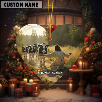 Joycorners Personalized Jesus and Holstein – Faithful Farm Acrylic Ornament