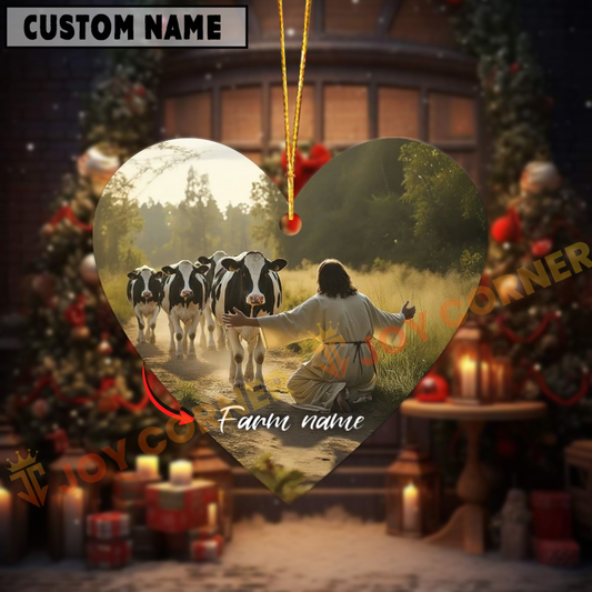 Joycorners Personalized Jesus and Holstein – Faithful Farm Acrylic Ornament