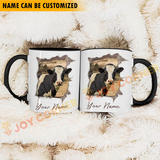 Joycorners Holstein Funny Personalized Name Two Tone Mug
