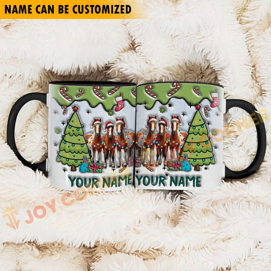 Joycorners Horse Christmas Personalized Name Two Tone Mug
