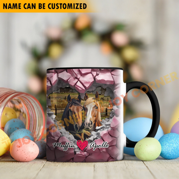 Joycorners Horse Couple Personalized Name Two Tone Mug