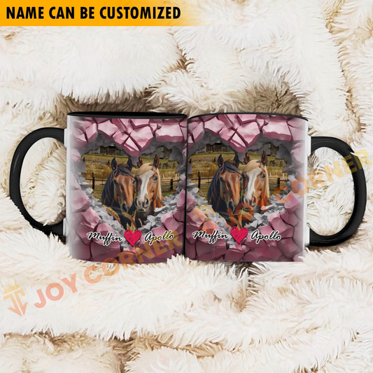 Joycorners Horse Couple Personalized Name Two Tone Mug