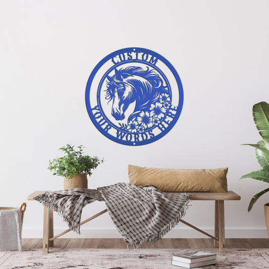 Joycorners Unique Floral Horse Sign with Custom Name - Unique Metal Horse Art - Personalized Wall Hanging - Charming Farmhouse Decor - Gift for Her LM0110