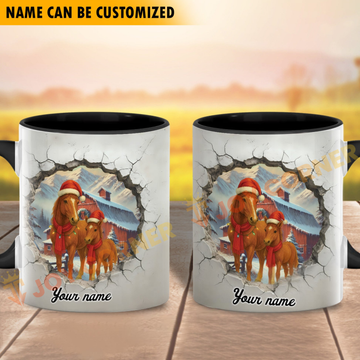 Joycorners Horse Personalized Name Christmas Farmyard Mug