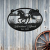 Joycorners Horse Ranch Metal Sign - Personalized Farmhouse Décor - Charming Western Horse Art - Custom Wall Hanging - Outdoor Horse Farm Name Signs LM0110