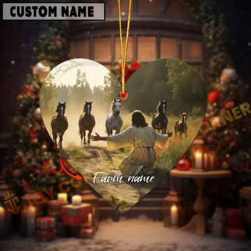 Joycorners Personalized Jesus and Horse – Faithful Farm Acrylic Ornament