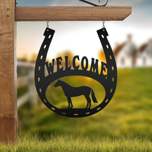 Joycorners Horse Shoe Welcome Sign, Horse Shoe Art-Horse Barn Wall Decor, Horse Gift LM0110