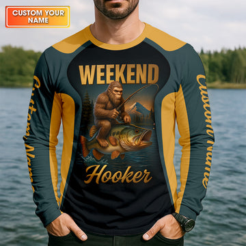 Joycorners Weekend Hooker Sasquatch Fishing UPF Shirts, Funny Fishing Shirt, Men's Fishing Shirt