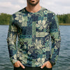 Joycorners Tribal Aztec Pattern Fishing UPF Shirts, Tropical Floral Men Fishing Shirt, Gift For Fisherman