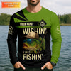 Joycorners Wishing I Was Fishing Funny Fishing Shirt, Bass Fishing Shirt, SPF Shirt For Men, Men's Fishing Shirt