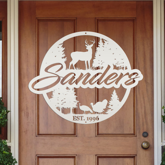Joycorners Custom Hunting Scene Sign-Personalized Hunting Sign for Cabin-Club-Organization-Garage-Shop-Gift for Father's Day LM0110