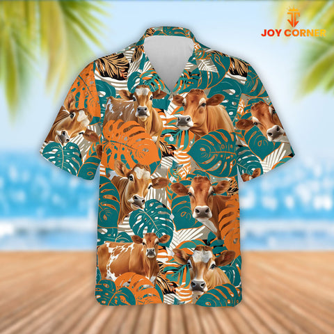 Joy Corners Jersey Cattle 3D Hawaiian Flower Shirt