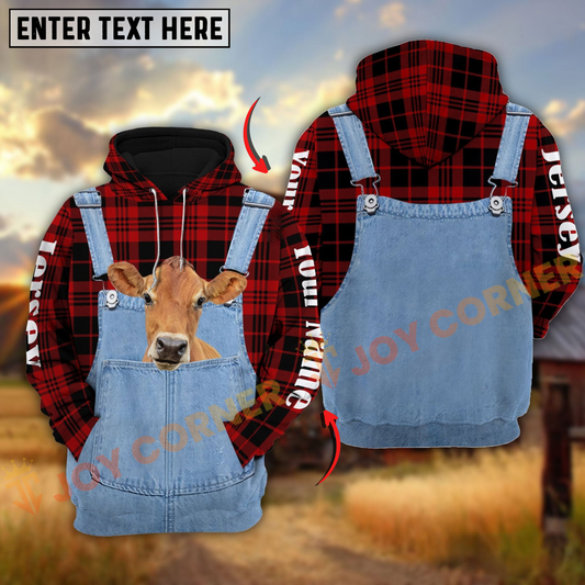 Joycorners Jersey Red Jeans Pattern Personalized Name 3D Hoodie