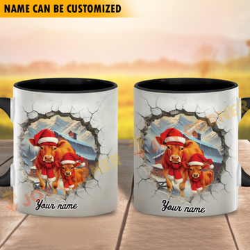 Joycorners Jersey Personalized Name Christmas Farmyard Mug