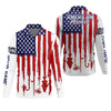 Joycorners American Hooker Hooded UPF Shirt, American Flag Fish Shirt, Long Sleeve Fishing Shirts, Mens Casual Shirts