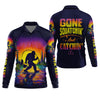 Joycorners Gone Squatchin And Catching Sunset Fishing UPF Shirts, Funny Fishing Shirt, Sasquatch Fishing Shirts For Men