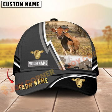 Joycorners Jersey Black White Country Customized Name Brown Leather Pattern Cap