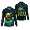 Joycorners The Struggle Is Real But So Is The Reward Horror Fishing SPF Shirt For Men, Men's Fishing Shirts Long Sleeve