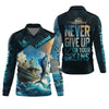 Joycorners Never Give Up On Your Dreams Funny Skeleton Fishing UPF Shirts, Fishing Gifts For Men, Men's Fishing Shirt