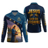 Joycorners Jesus Said Go Fishing Funny Fishing Shirt, Christian Fishing SPF Shirt For Men, Men's Fishing Shirts Long Sleeve