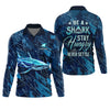 Joycorners Be A Shark Stay Hungry Never Settle Blue Fishing Shirt, SPF Shirt For Men, Presents For Fishermen