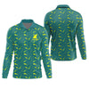 Joycorners Green And Yellow Shark Pattern Performance Fishing Shirts, SPF Shirt For Men, Fishing Gifts For Men