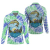 Joycorners Bear Fishing Green And Purple Cool Tie Dye Patterns Fishing UPF Shirts, Fishing Gifts For Men, Men's Fishing Shirt