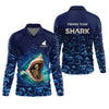 Joycorners Shark Fishing Team Shirt, Blue Camo Fishing UPF Shirts, Fishing Gifts For Men, Fishing Shirt With Hood