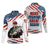 Joycorners Make Fishing Great Again Patriotic Fishing Shirt, Red White Blue Fishing UPF Shirts, Men's Fishing Shirt