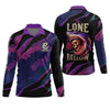 Joycorners The Lone Below Shark And Skull Purple Fishing Shirt, SPF Shirt For Men, Men's Fishing Shirt