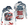 Joycorners Make Fishing Great Again Patriotic Fishing Shirt, Red White Blue SPF Shirt For Men, Fishing Shirts For Men