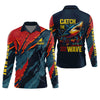 Joycorners Catch The Wave Shark Fishing SPF Shirt, Mens Fishing Shirts Long Sleeve, Gift For Fisherman