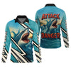 Joycorners Shark Fishing SPF Shirts, Shark Attack Danger Area Fishing Shirts For Men, Funny Fisherman Gift