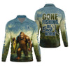Joycorners Gone Fishing Be Back Never Sasquatch Fishing SPF Shirt, Performance Fishing Shirts, Men's Fishing Shirt