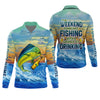 Joycorners Weekend Forecast Fishing With A Chance Of Drinking Men's Fishing Shirt, Mahi Fishing Shirt, UPF Fishing Shirt