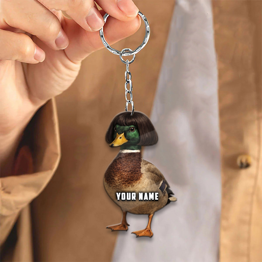 Joycorner Personalized Funny Duck Bob Haircut Ornament Keychain