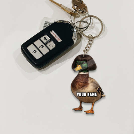 Joycorner Personalized Funny Duck Bob Haircut Ornament Keychain
