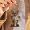 Joycorner Funny Deer Reading Newspaper Toilet Ornament Keychain