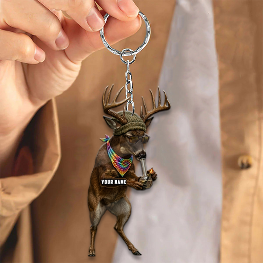 Joycorner Personalized Hippie Stoner Deer Bong Ornament Keychain
