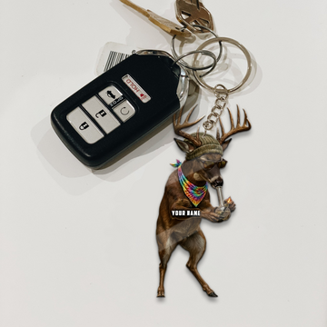 Joycorner Personalized Hippie Stoner Deer Bong Ornament Keychain