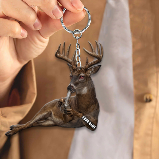 Joycorner Personalized Funny Stoner Deer Bong Ornament Keychain