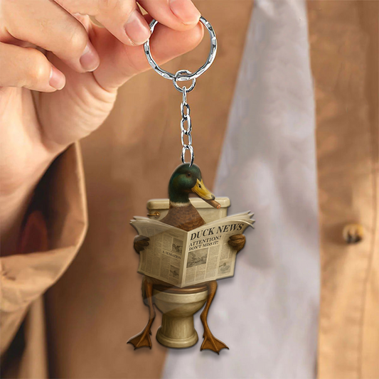 Joycorner Funny Duck Bathroom Reading Ornament Keychain