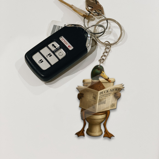 Joycorner Funny Duck Bathroom Reading Ornament Keychain