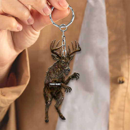 Joycorner Personalized Zombie Deer Horror Ornament Keychain