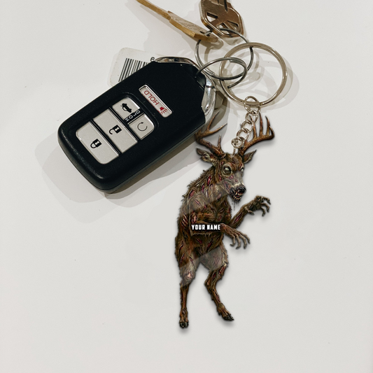 Joycorner Personalized Zombie Deer Horror Ornament Keychain